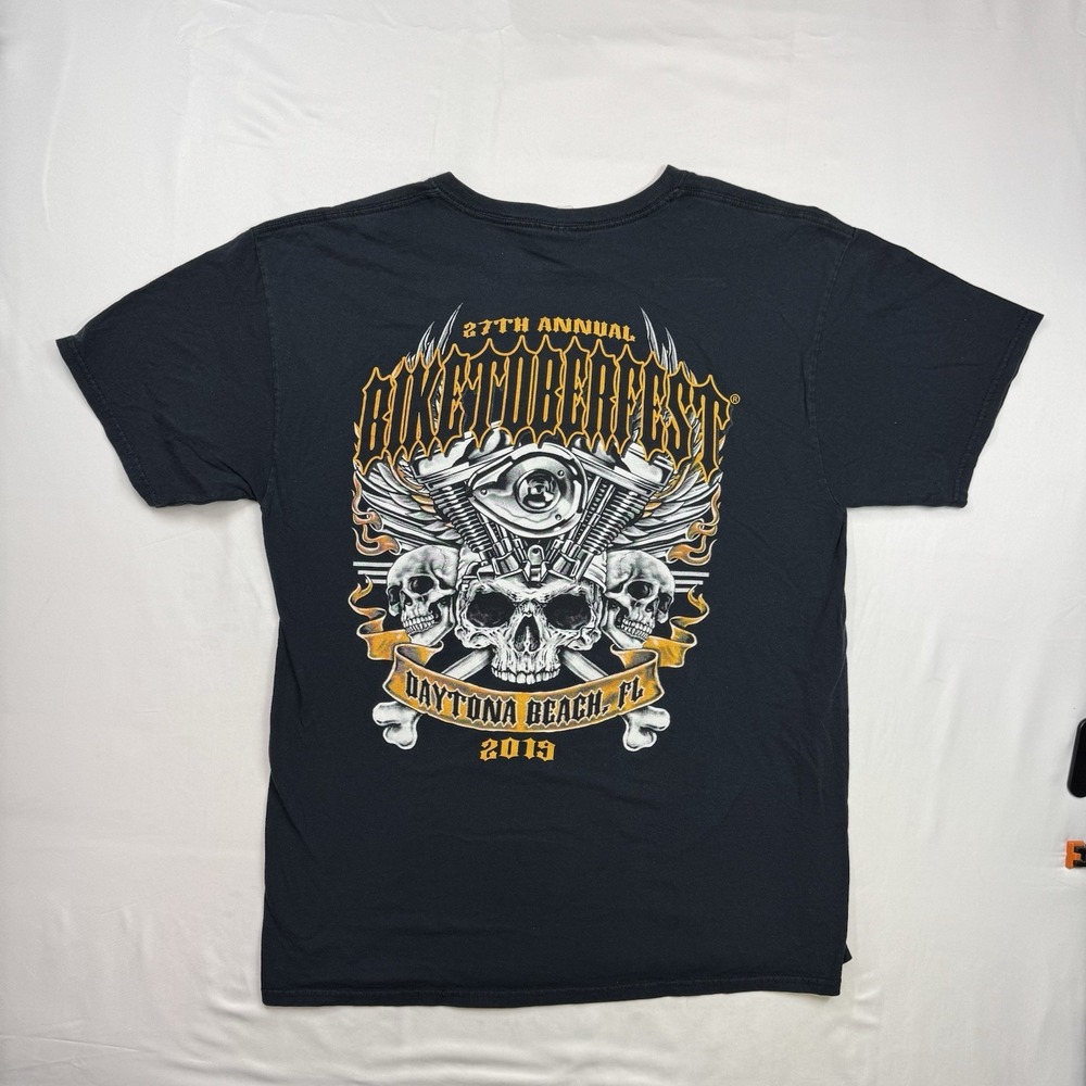 Daytona Biketoberfest T-shirt Mens Large Blue Skull 2019 Crew Neck Short‎ Sleeve